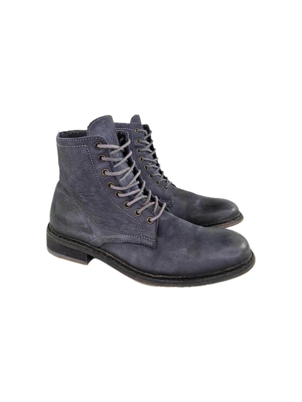 Steve Madden taylin boot US 9 Navy Leather Plain Toe Lace-Up Combat Boots